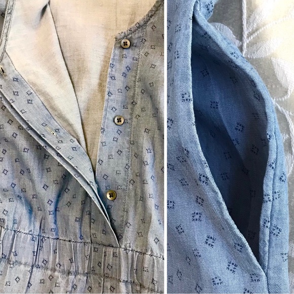 Susina Romper Womens XL Light Blue Chambray V-neck Hip Pockets Casual Shorts - Picture 4 of 8